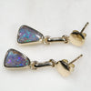Natural Australian  Boulder Opal Gold Earrings (7 x 5mm) Code GE27