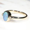 Natural Australian Boulder Opal and Diamond Gold Ring  - Size 7 Code - RL38