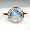 Natural Australian Solid Boulder Opal and Diamond Gold Ring Size 6.75 Code - RL43