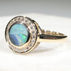 Natural Australian Solid Boulder Opal 10k Gold and Diamonds