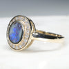 Natural Australian Solid Boulder Opal and Diamond Gold Ring Size 7  Code - RL46