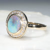 Natural Australian Boulder Opal and Diamond  Gold Ring Size 7 Code - JRL40