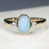 Natural Australian Solid Boulder Opal Gold and Diamond Ring