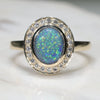 Natural Australian Solid Black Opal Ring