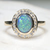 Natural Australian Black Opal and Diamond Gold Ring Size 7 Code - RL29