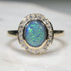 Australian Black Opal Gold and Diamond Ring