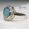 Natural Australian Black Opal and Diamond Gold Ring Size 7 Code - RL29