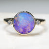 natural Australian Solid Boulder Opal Gold Ring 