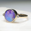 Natural Australian Boulder Opal and Diamond Gold Ring  - Size 7.75 Code - RL33