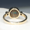 Natural Australian Boulder Opal Matrix and Diamond Gold Ring  - Size 7.5 Code - RL32