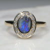 Natural Australian Solid Boulder Opal and Diamond Gold Ring Size 7  Code - RL46