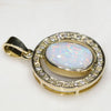 Natural Australian White Opal and Diamond 18K Gold Pendant (10mm x 8mm) Code -GPA87