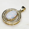 Solid White Boulder Opal- Haloed in Natural Diamonds-18k Gold