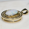 Natural Australian White Opal and Diamond 18K Gold Pendant (10mm x 8mm) Code -GPA87
