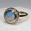 Round Solid Opal- Haloed with Natural Diamonds-10k Gold