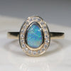 Natural Australian Solid Boulder Opal and Diamond Gold Ring Size 6.5 Code - RL30