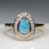Natural Australian Solid Boulder Opal and Diamond Gold Ring Size 6.5 Code - RL30
