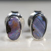 Natural Australian Boulder Opal  Silver Stud Earring (6.5mm x 3.5mm) Code -SE308