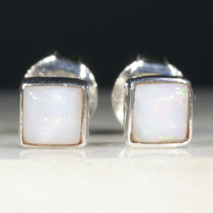 Natural Australian Solid White Opal Earrings