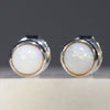 Natural Australian White Opal Silver Studs