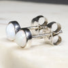 White Opal Dome Silver Studs