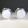 Natural Australian Solid White Opal Silver Studs