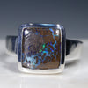 Natural Australian Solid Boulder Opal Matrix Ring