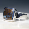 Natural Boulder Opal Matrix Mens Silver Ring -Size 11.25 Code-SM87