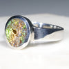 Natural Australian Solid Boulder Opal Silver Ring