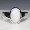 Natural Australian Solid White Opal Silver Ring
