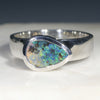 Natural Australian Boulder Opal Silver Ring