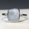Natural Australian Opal Silver Ring With Diamonds