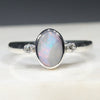 Silver Opal and Diamond Ring