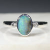 Natural Australian Boulder Opal Silver and Diamond Ring
