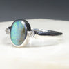 Sterling Silver - Solid Boulder Opal - Natural Diamonds