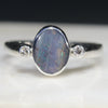 Natural Australian Opal and Diamond Silver Ring