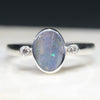 Natural Australian Boulder Opal Silver and Diamond Ring