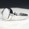 Australian Solid White Opal and Diamond Silver Ring - Size 6.75 Code - RS46