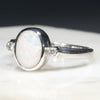 Australian Solid White Opal and Diamond Silver Ring - Size 6.75 Code - RS46