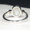 Australian Solid White Opal and Diamond Silver Ring - Size 6.75 Code - RS46