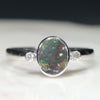 Australian Solid Boulder Opal and Diamond Silver Ring - Size 7.25 Code - RS72