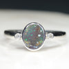 Australian Solid Boulder Opal and Diamond Silver Ring - Size 7.25 Code - RS72