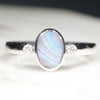 Natural Australian Boulder Opal Silver Ring With Diamonds