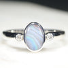 Sterling Silver Opal with Diamonds Ring