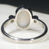 Australian Solid White Opal and Diamond Silver Ring - Size 7 Code - RS80