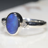Solid Boulder Opal- Sterling Silver-Natural Diamonds
