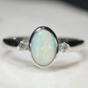 Natural Australian Boulder Opal Silver and Diamond Ring