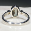 Australian Solid Boulder Opal and Diamond Silver Ring - Size 6 Code - RS49