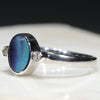 Australian Solid Boulder Opal and Diamond Silver Ring - Size 6 Code - SR90