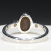 Australian Solid Boulder Opal and Diamond Silver Ring - Size 6 Code - SR90